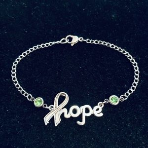 “Hope” Ribbon Lymphoma/Luekemia  Awareness bracelet with rhinestones